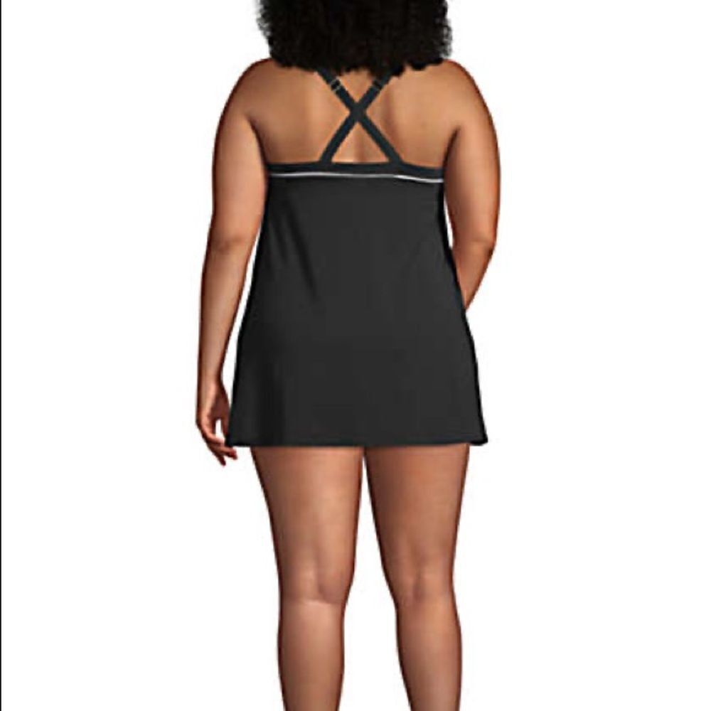 Land’s End Plus and Standard size high neck swimsuit dress one piece Black Var - Picture 6 of 9